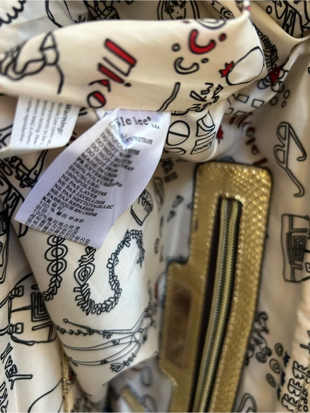 Nicole Lee Multicolor Printed Satchel with Brown Handles